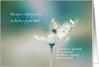 With deepest Sympathy on the loss of your Uncle, white butterfly card