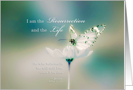 Christian Sympathy card, I am the Resurrection and the Life, butterfly card