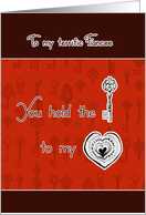 to my terrific fiancee, happy Valentine’s Day, key to my heart card