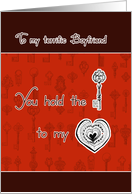 to my terrific Boyfriend, happy Valentine’s Day, key to my heart card