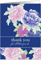 happy administrative professionals day, elegant purple blue florals card