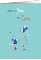 thinking of you, cancer patient encouragement, teal butterflies card