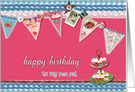 to my pen pal, happy birthday, bunting & cupcakes card