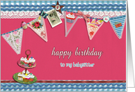 to my babysitter, happy birthday, bunting & cupcakes card