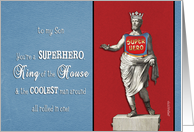 to my son, happy father’s day, superhero, king of the house card