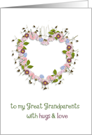 to my great grandparents, happy grandparents day, floral heart card