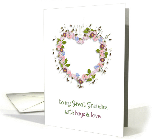 to my great grandma, happy grandparents day, floral heart card