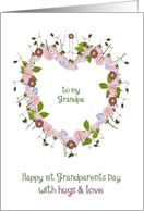 to my grandpa, happy first grandparents day, floral heart card