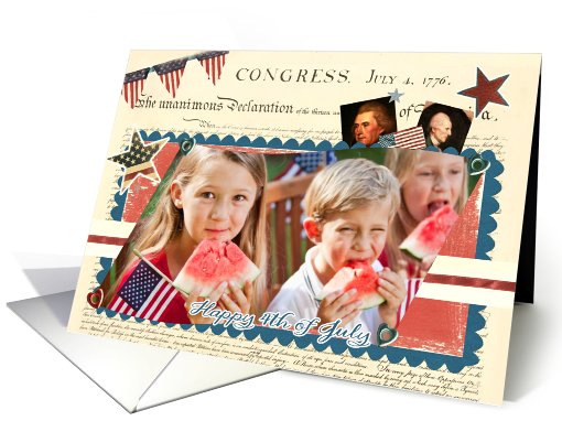 happy 4th of July, photo card, declaration of independence card