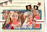 happy 4th of July, photo card, declaration of independence card