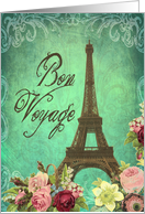 bon voyage, Eiffel tower Paris, have a good trip, vintage look card