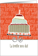 L breithe sona duit, happy birthday in Irish Gaelic, cake & candle card
