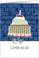 L breithe sona duit, happy birthday in Irish Gaelic, cake & candle card