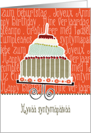 Hyv syntympiv, happy birthday in Finnish, cake & candle card