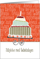 Tillykke med fdselsdagen, happy birthday in Danish, cake & candle card