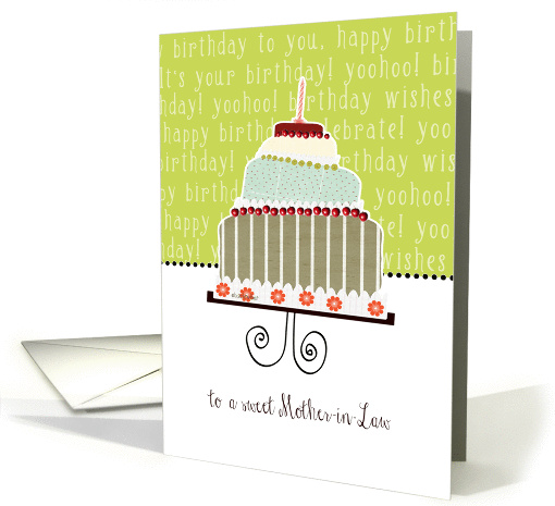 to a sweet mother-in-law, happy birthday, cake & candle card (943146)