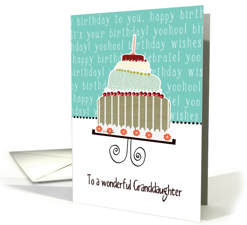 to my wonderful granddaughter, happy birthday, cake & candle card