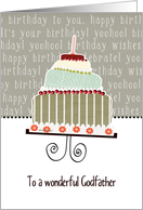 happy birthday to a wonderful godfather, cake & candle card