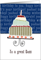 to a great boss, business happy birthday card, cake & candle card