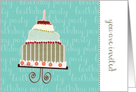 you are invited, surprise birthday party invitation, cake & candle card