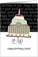 Happy birthday, David, customizable birthday card, cake, card