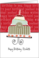 Happy birthday, Elizabeth, customizable birthday card, cake, card