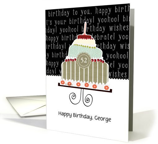 Happy birthday, George, customizable birthday card, cake, card