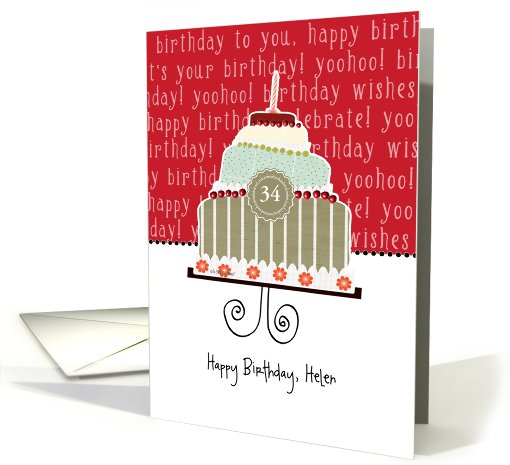 Happy birthday, Helen, customizable birthday card, cake, card (947572)