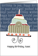 Happy birthday, Isaac, customizable birthday card, cake, card