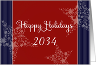 Happy Holidays, Year Customizable, Christmas card, red,white & blue card