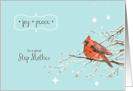 Merry Christmas to my step mother, red cardinal, watercolor card