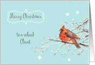 merry Christmas to a valued client, business Christmas card, cardinal card