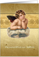 Merry Christmas in Irish Gaelic, vintage angel, gold effect card