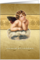 Merry Christmas in Dutch, vintage angel, gold effect card