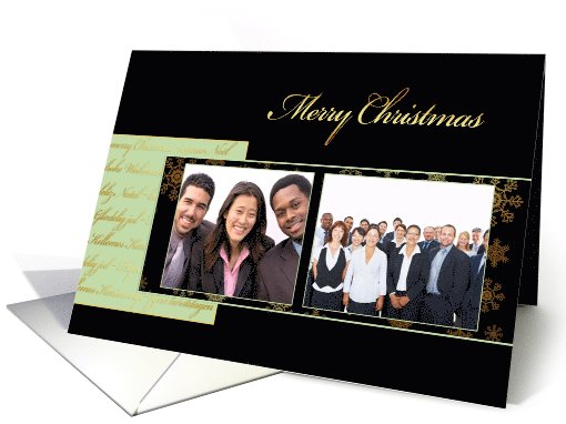 Merry Christmas, photo card, 2 photos, gold effect, black... (978071)