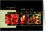 Merry Christmas to my mother-in-law, ornament, gold effect, card