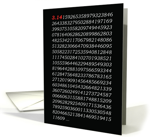 Happy Pi Day Humorous Black and White with 3 14 in Red card (1007969)