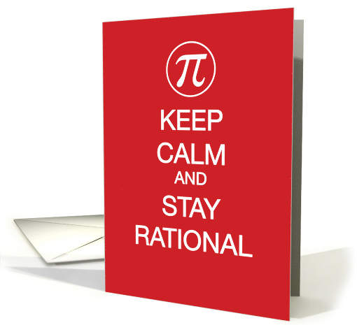 Pi Day Co Worker Keep Calm Red and White 3 14 Circle Funny card
