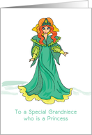 Grandniece Princess Birthday Green Sparkly Look Dress with Crown card