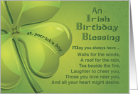 Irish Birthday Blessing on St Patricks Day card