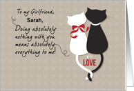 Girlfriend Valentines Day with Black and White Cats card