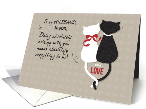 Husband Valentines Day with Cats card (1043355)