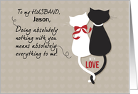 Husband Valentines Day with Cats card