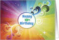 13th Birthday Religious Rainbow Blessings card