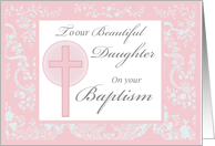 Daughter Baptism Pink Lace card