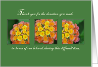 Donation of Sympathy Thank You Flowers on Green card