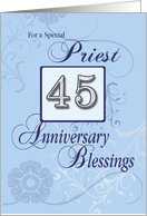 Priest 45th Anniversary Blue with Swirls Catholic card