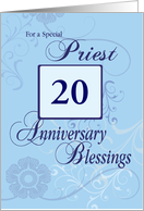 Priest 20th Year Anniversary Blue with Swirls Catholic Custom Year card