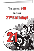 Son 21st Birthday Religious Swirls card