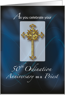 50th Jubilee Ordination Anniversary of Priest Navy and Light Blue card